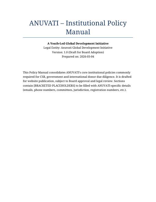 Policies | ANUVATI Global Development Foundation